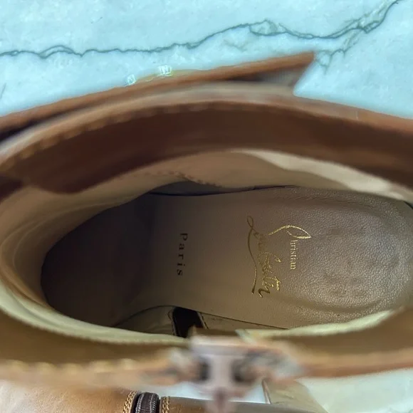 Authentic Rare Christian Louboutin Brown Janis Button Bootie 40 Ankle Boots & Booties